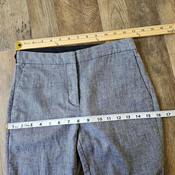 ZARA WOMEN'S CHAMBRAY TROUSERS WITH ELASTIC BACK WAISTBAND BLUE Woman’s XS - Picture 5 of 8